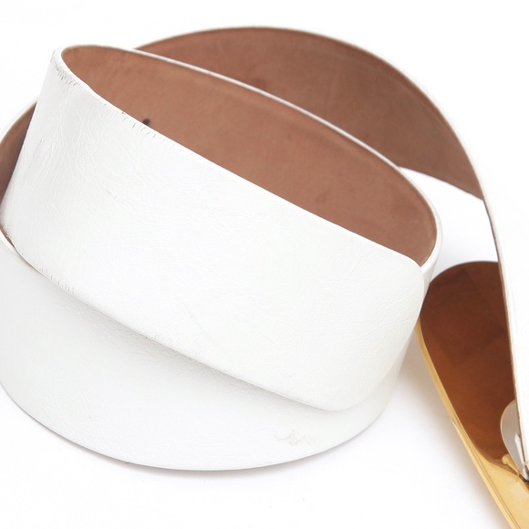 MICHAEL KORS COLLECTION WHITE LEATHER BELT XS